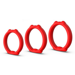 FUKR Lot de 3 Cockrings Caty Rings Rouges